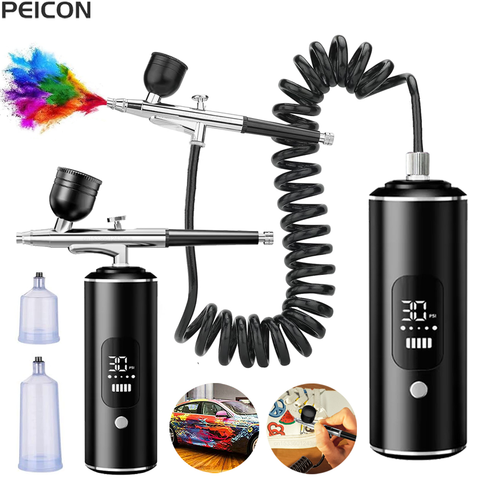 Airbrush Kit With Mini Compressor - Aerógrafo com com compressor portátil aerógrafo