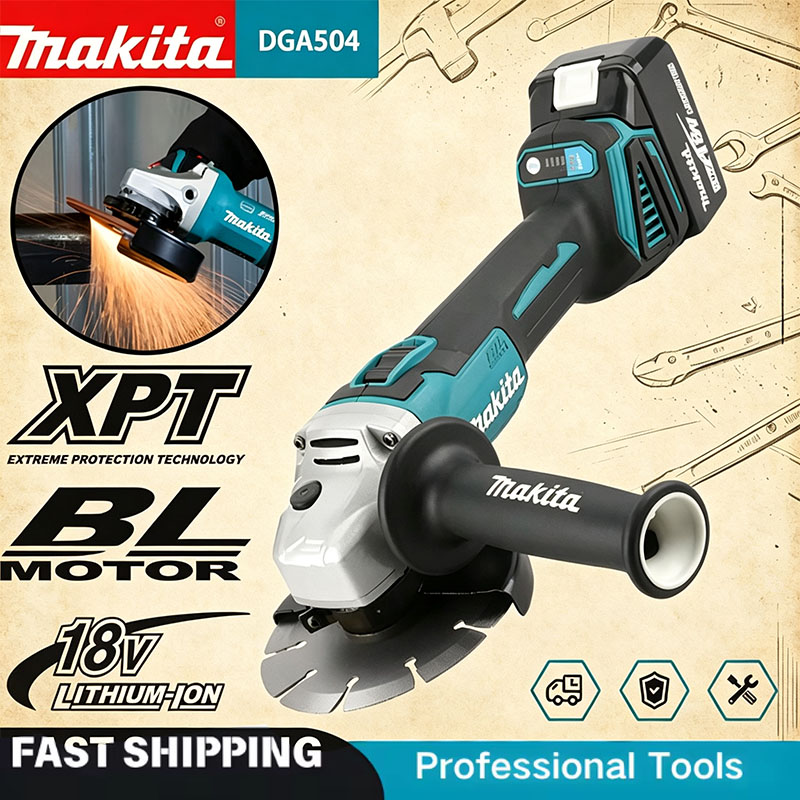 Brushless Angle Grinder Battery Powered - Makita DGA504 18V 6.0Ah 125mm Esmerilhadeira