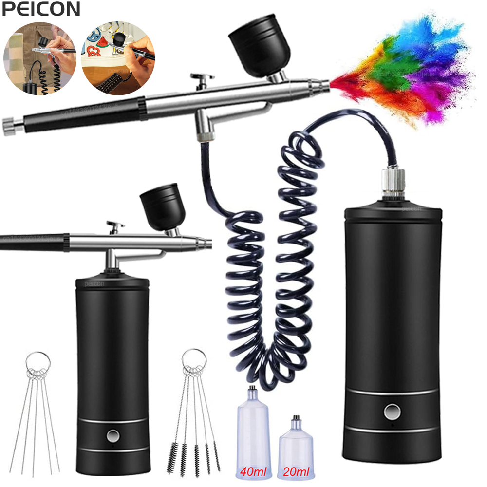 Airbrush Kit With Mini Compressor - Aerógrafo com compressor portátil aerógrafo pintura