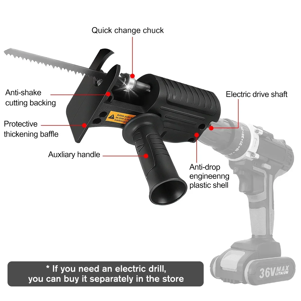 Adaptador de serra alternativa - Reciprocating Saw Attachment Drill avaliação e preço