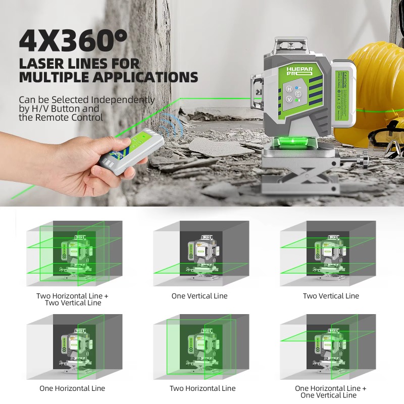 Huepar 2024 Novo design 4D 16  - Laser Level 16 Lines 4D Green avaliação e preço